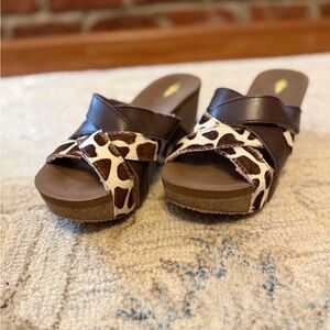 Volatile Brown and Animal Print Wedges